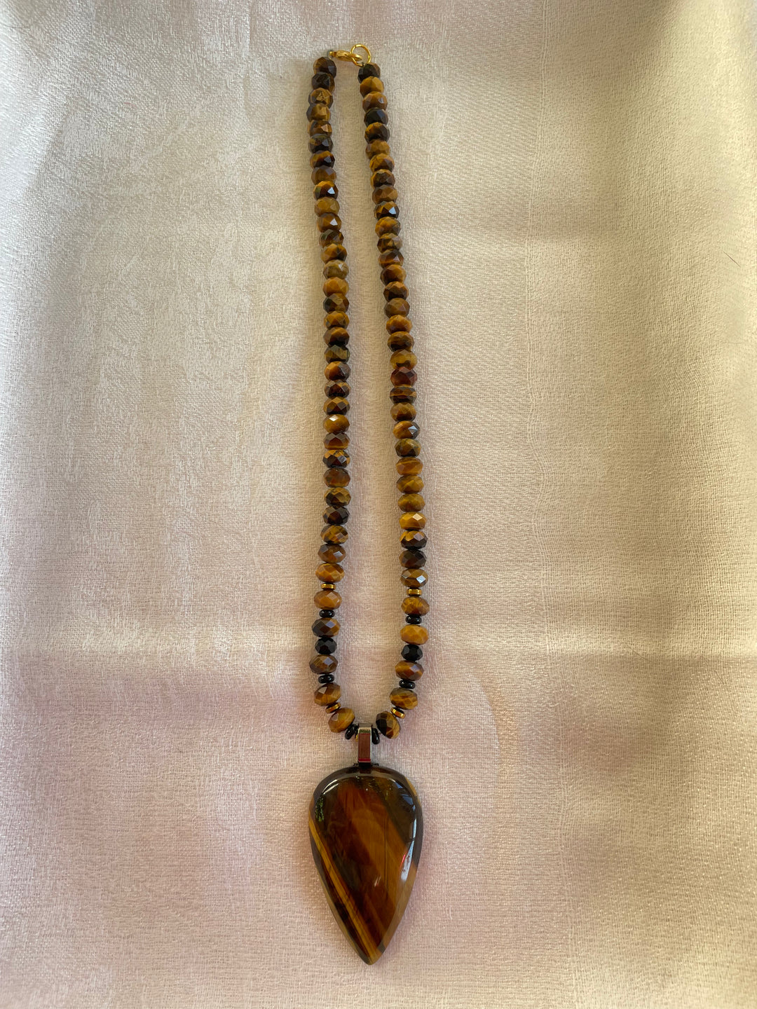 AAA Rondelle Tiger Eye Necklace with Tiger Eye pendant