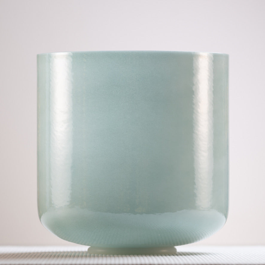 9" F+15 Mint Green Chalcedony Color Crystal Singing Bowl, Pearlescent, Sacred Singing Bowls