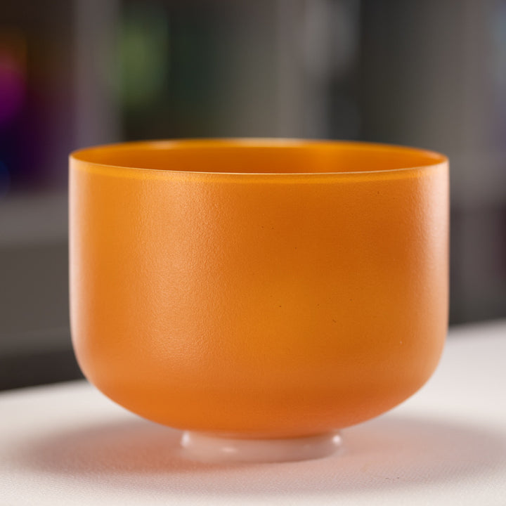 10" C+8 Honeycomb Frosted Crystal Singing Bowl, Gold inside