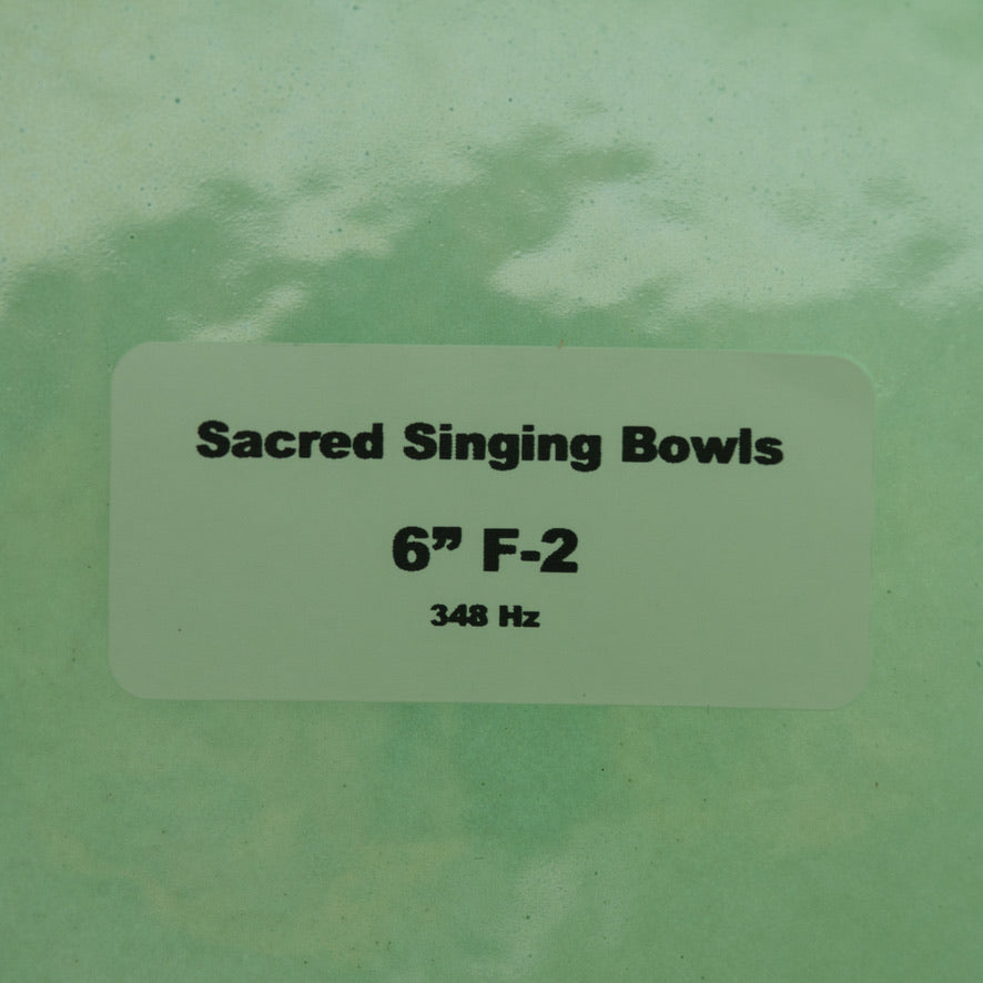 6" F-2 Green Aventurine Color Crystal Singing Bowl, Pearlescent, Perfect Pitch, Sacred Singing Bowls