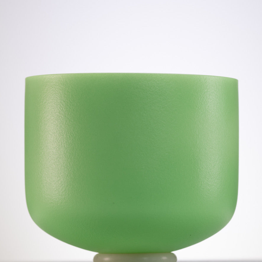 Light Green frosted singing bowl, silver inside