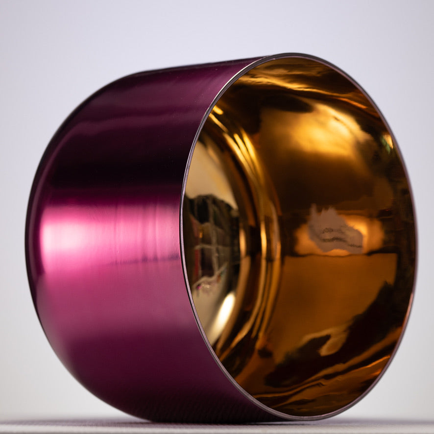 12" F+23 Radiant Rose Crystal Singing Bowl, Gold inside
