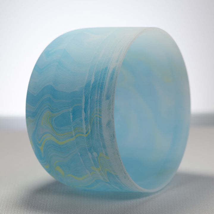 10" D-27 Blue Swirl Frosted Crystal Singing Bowl
