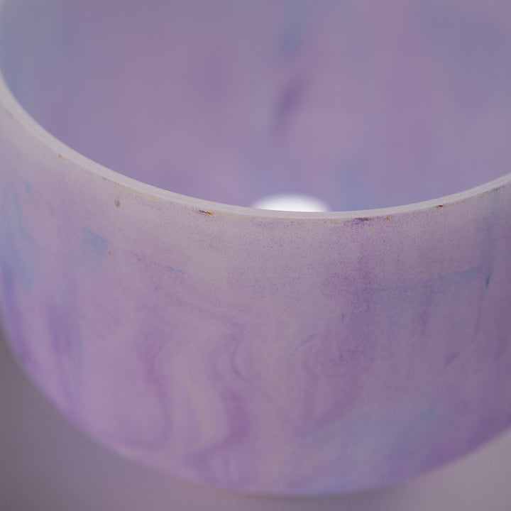 10" A-24 Light Purple Swirl Frosted Crystal Singing Bowl