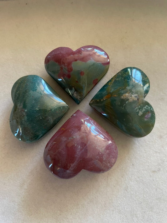 Ocean Jasper Puffy Hearts