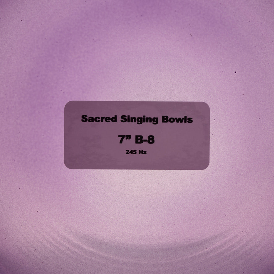7" B-8 Amethyst & Rose Quartz Color Singing Bowl, Perfect Pitch, Sacred Singing Bowls