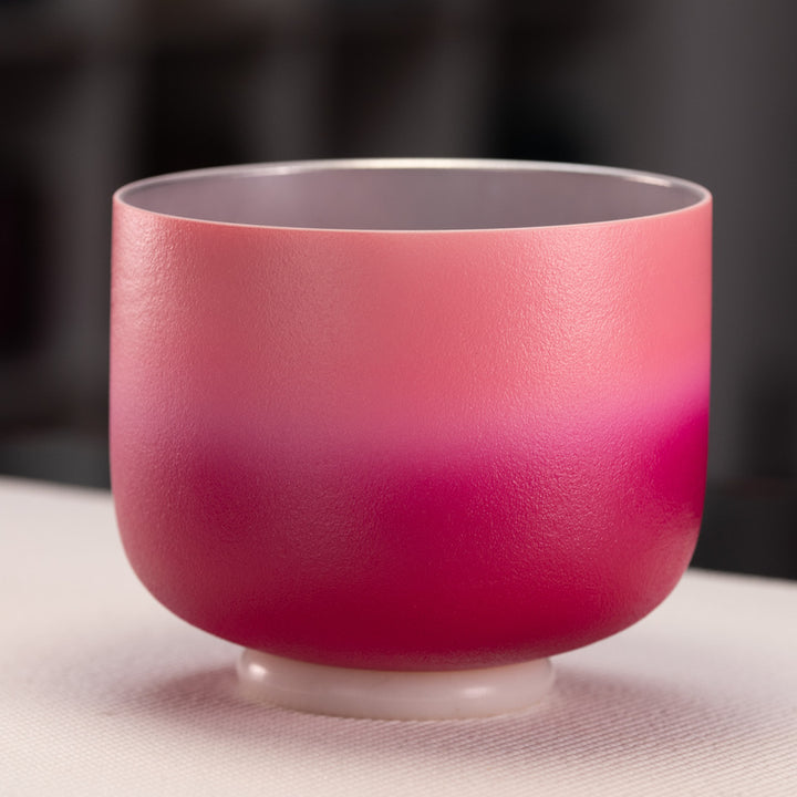 8" F+4 Frosted Rosebud Crystal Singing Bowl