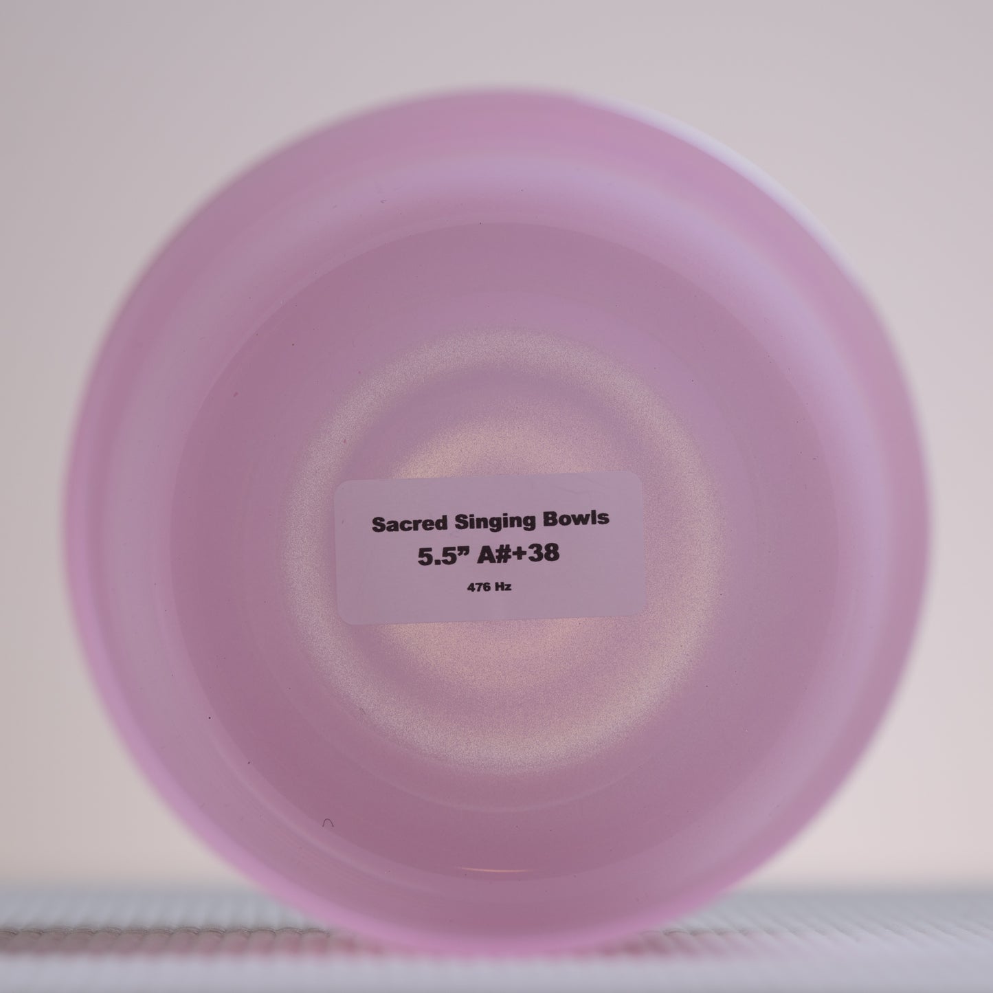 5.5" A#+38 Rose Quartz Color Crystal Singing Bowl, Prismatic, Sacred Singing Bowls