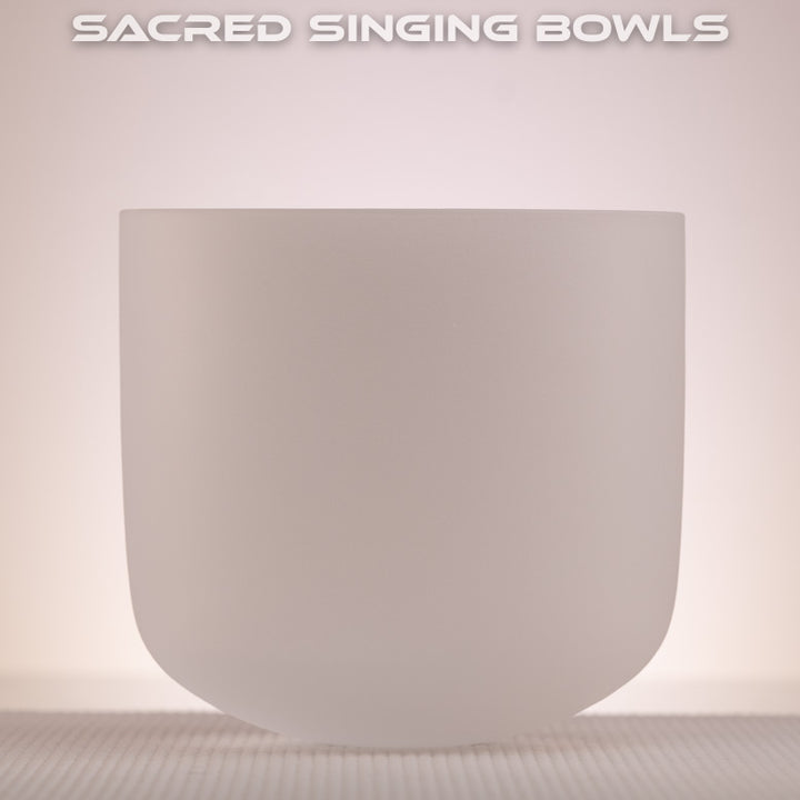 7" F+14 Frosted Crystal Singing Bowl, Sacred Singing Bowls