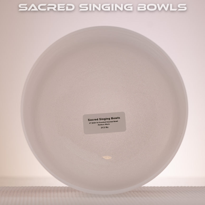 8" D#+10 Frosted Crystal Singing Bowl, Perfect Pitch, Sacred Singing Bowls