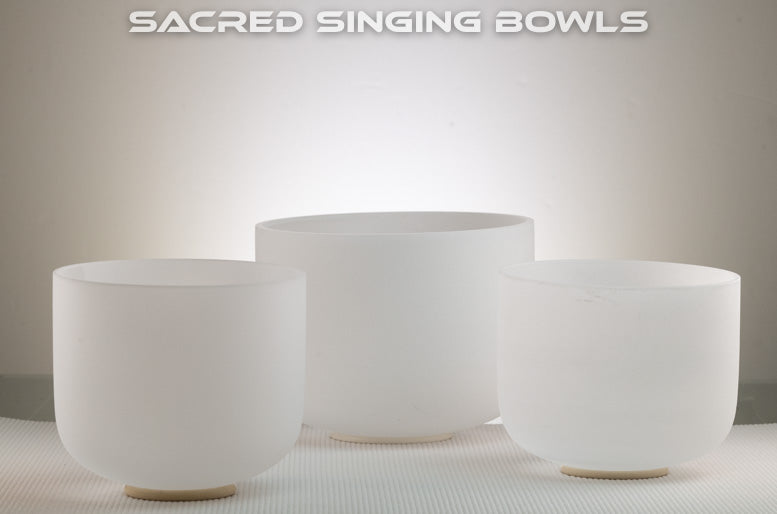 Frosted Crystal Singing Bowl Set: D# Major, Sacred Singing Bowls