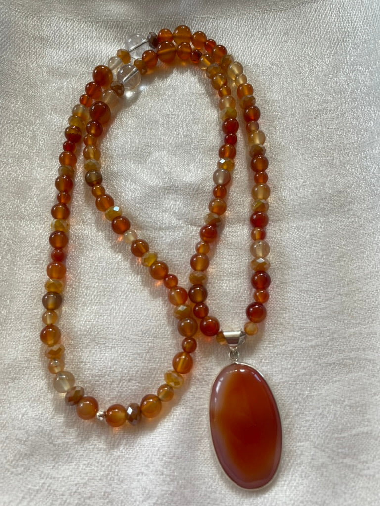 Carnelian Mala, smooth beads