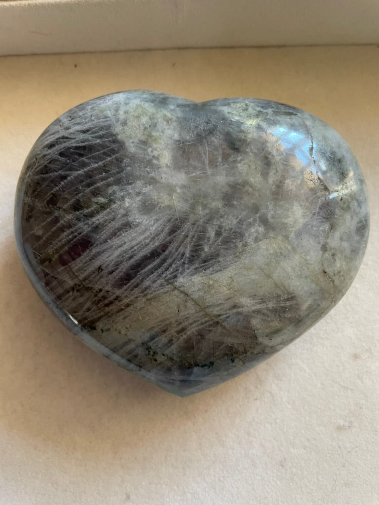 Large Labradorite Heart with Purple Flash