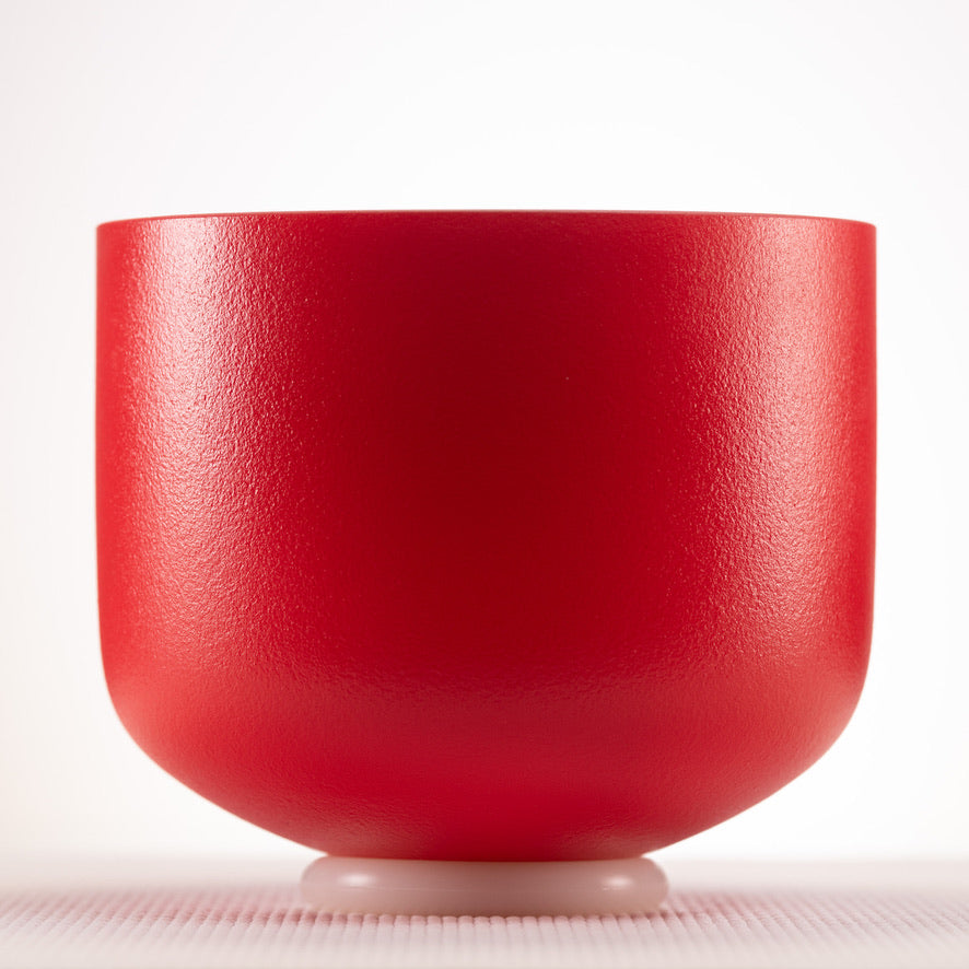 9" D#+6 Frosted Ruby Ray Crystal Singing Bowl