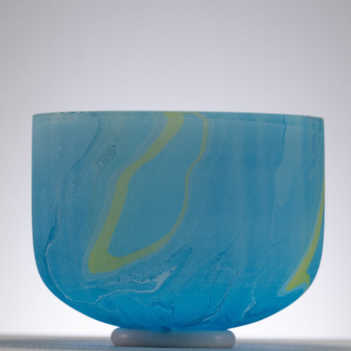 10" G#-28 Blue Swirl Frosted Crystal Singing Bowl