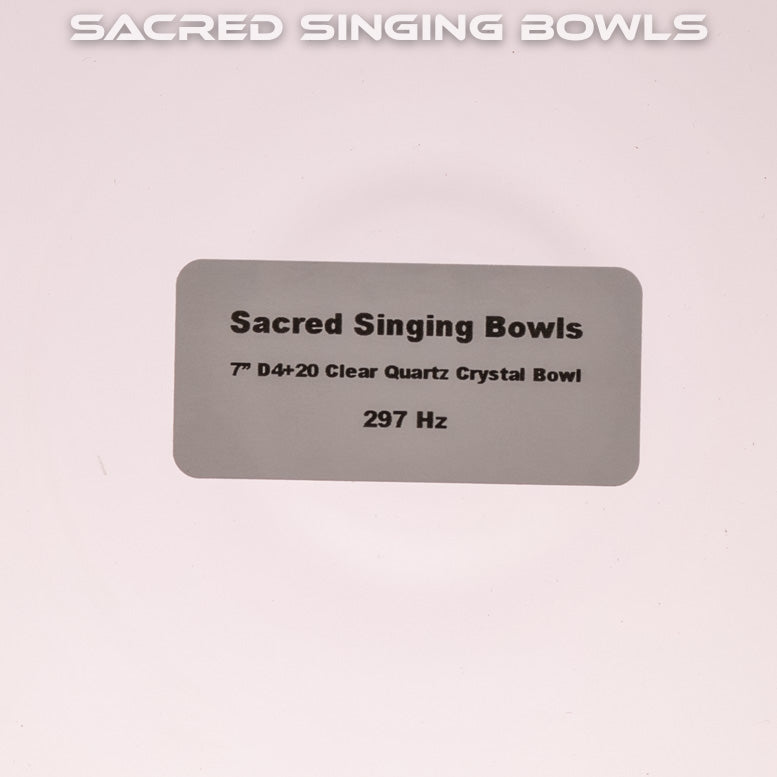 7" D+20 Clear Quartz Crystal Singing Bowl, Sacred Singing Bowls