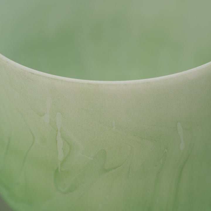 11" B-20 Green Swirl Frosted Crystal Singing Bowl
