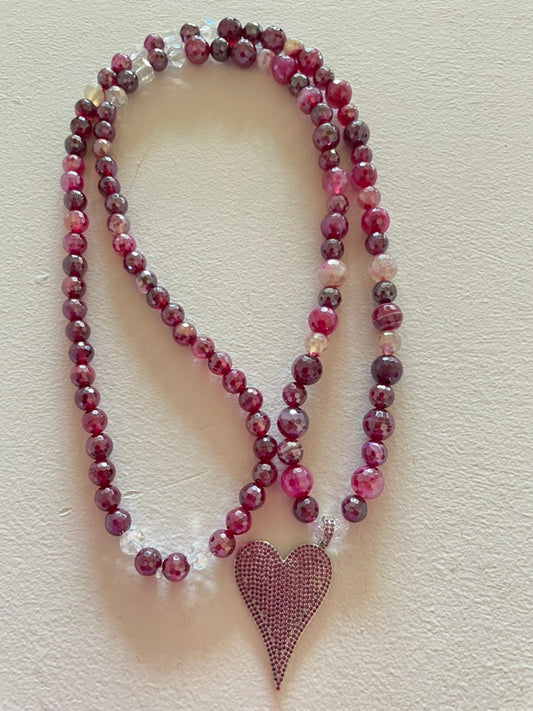 Dark Pink Agate Mala