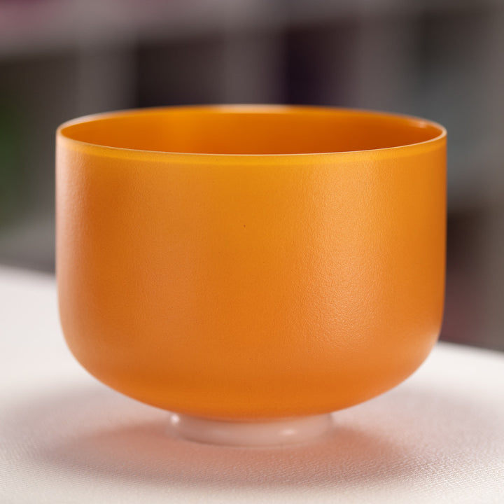10" C+8 Honeycomb Frosted Crystal Singing Bowl, Gold inside