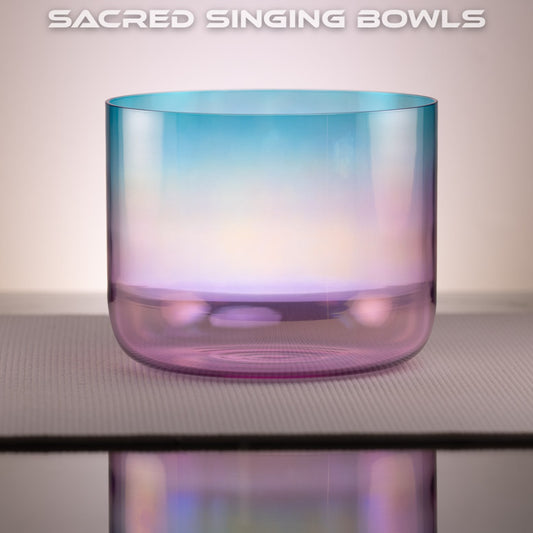 9" F#+28 Blue Topaz & Rose Quartz Color Singing Bowl, Sacred Singing Bowls