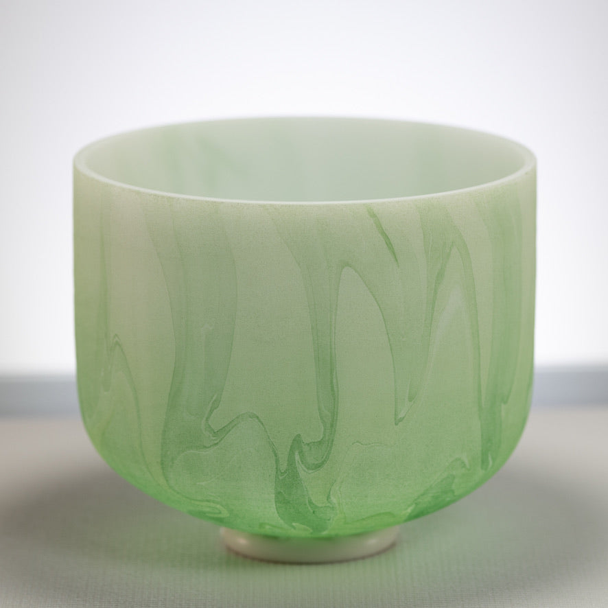 11" G-22 Green Swirl Frosted Crystal Singing Bowl