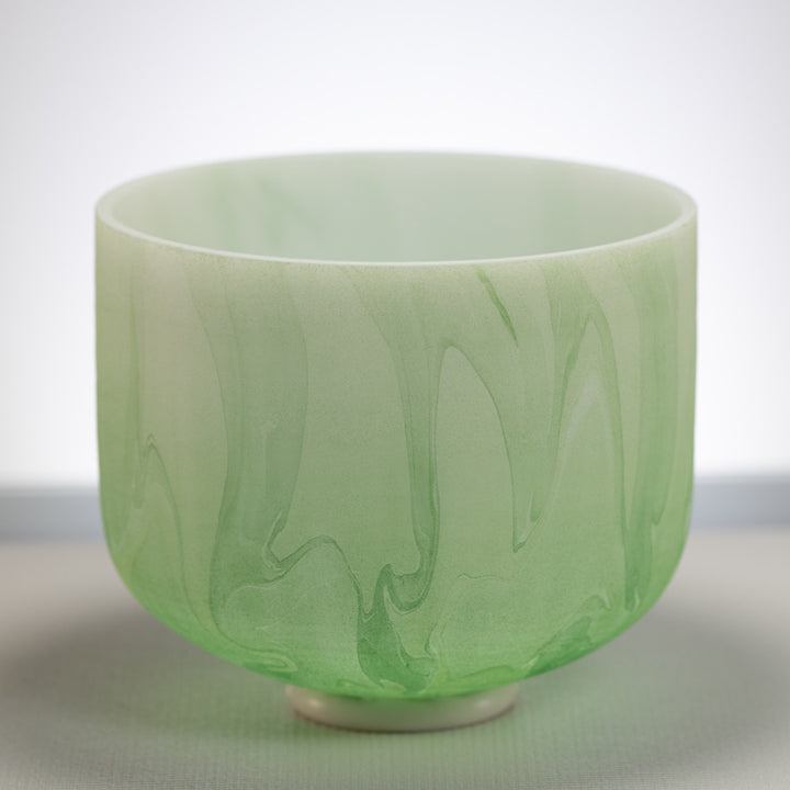 11" G-22 Green Swirl Frosted Crystal Singing Bowl