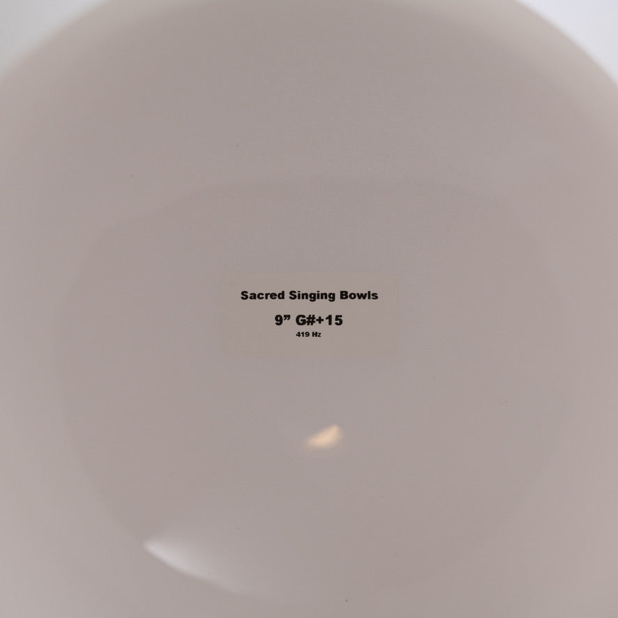 9" G#+15 White Frosted Crystal Singing Bowl