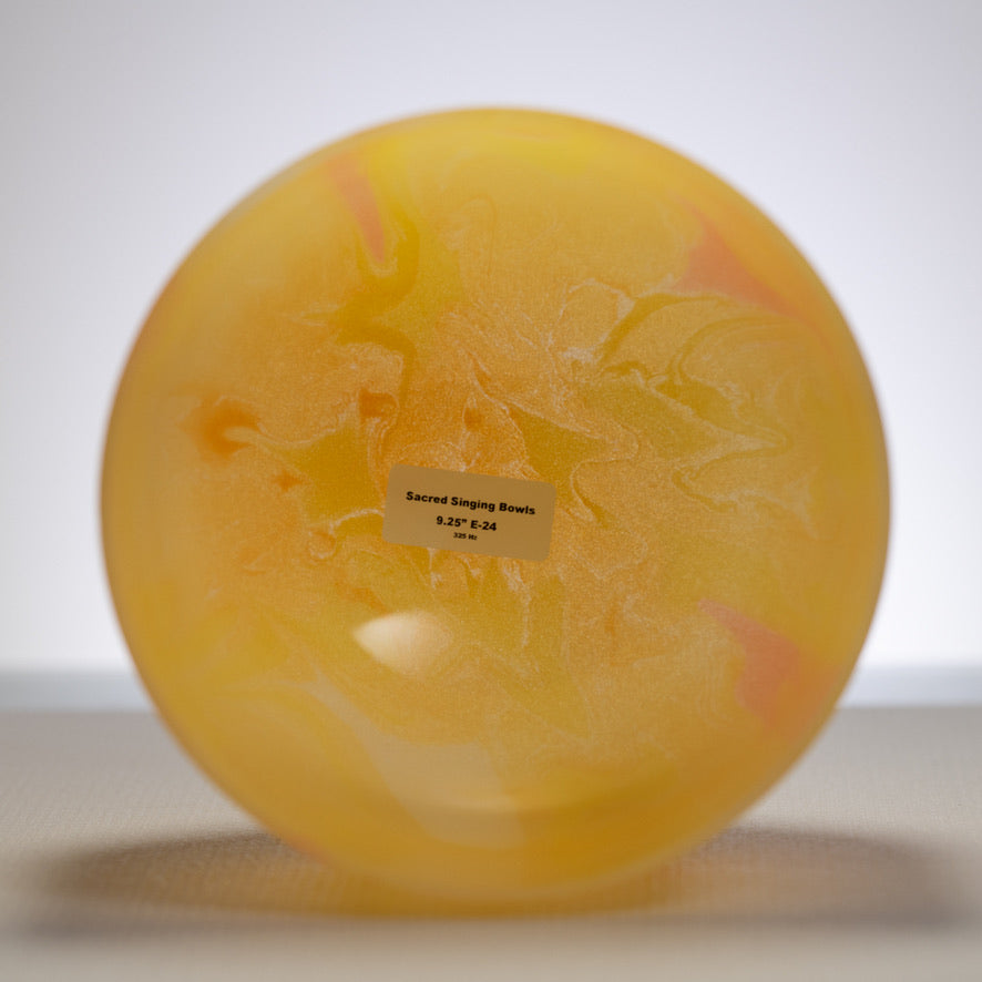 9.25" E-24 Yellow Swirl Frosted Crystal Singing Bowl