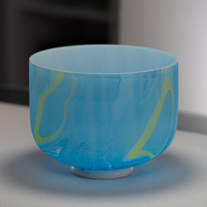 10" G#-28 Blue Swirl Frosted Crystal Singing Bowl