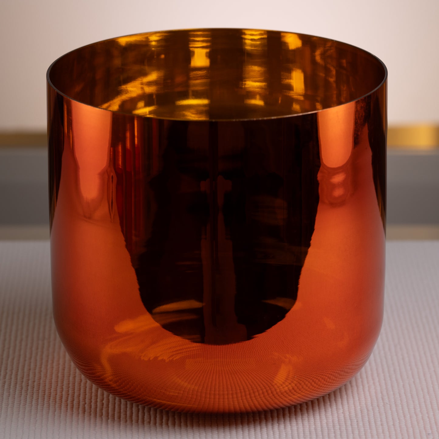 10" A+5 Metallic Orange & Gold Crystal Singing Bowl, Perfect Pitch, Sacred Singing Bowls