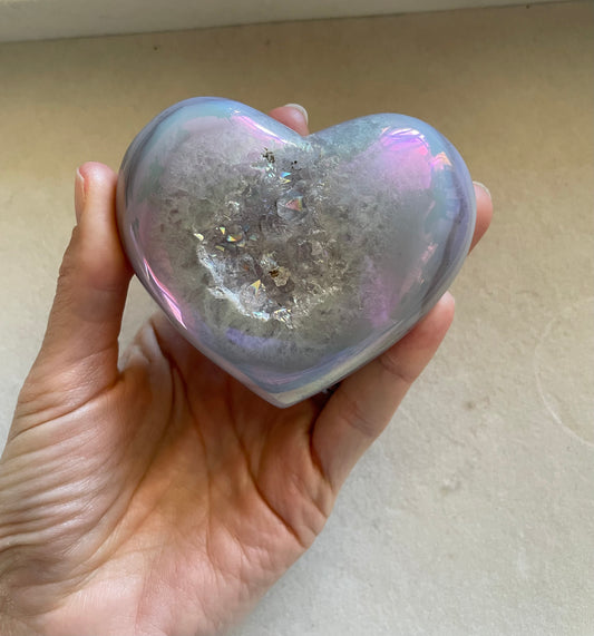 Druzy Angel Aura Agate Heart