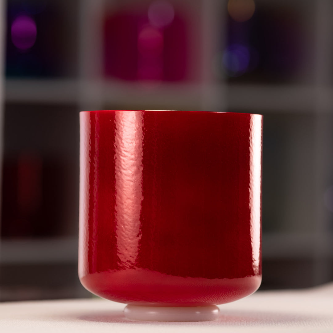 8" A-7 Crimson Dawn Crystal Singing Bowl, Perfect Pitch