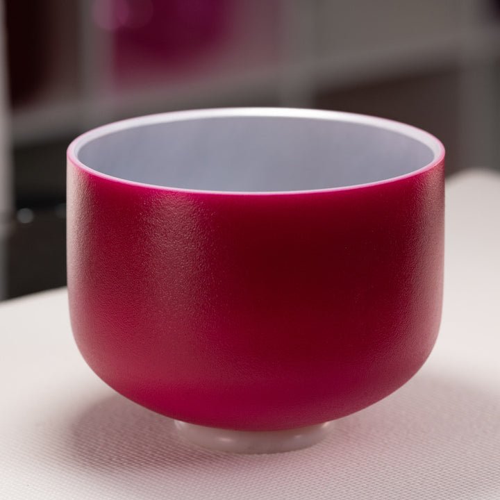 10" A-1 Dreamy Peony Frosted Crystal Singing Bowl, Silver inside