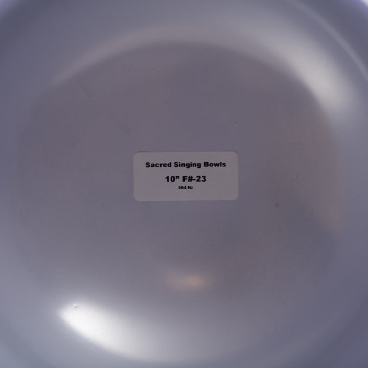 10" F#-23 Father Sky Frosted Crystal Singing Bowl, Silver inside