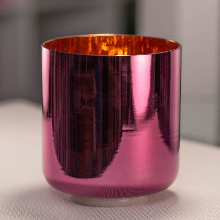 7.5" D+44 Radiant Rose Crystal Singing Bowl, 24k Gold inside