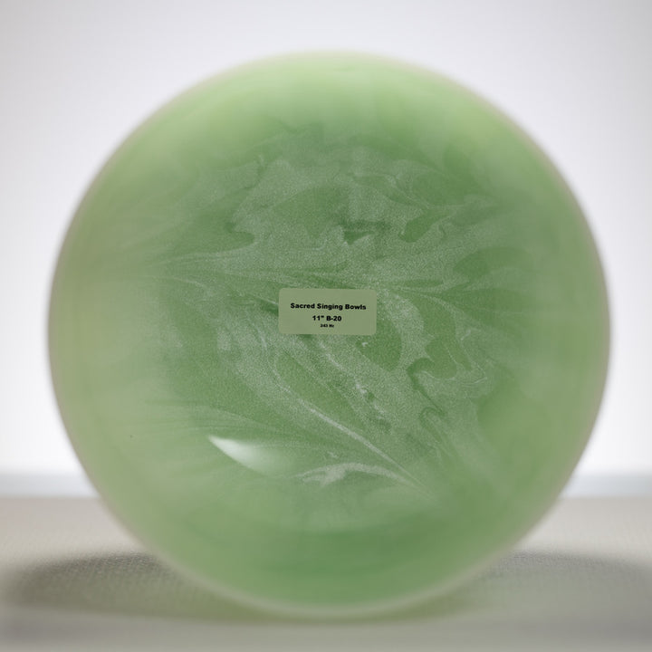 11" B-20 Green Swirl Frosted Crystal Singing Bowl