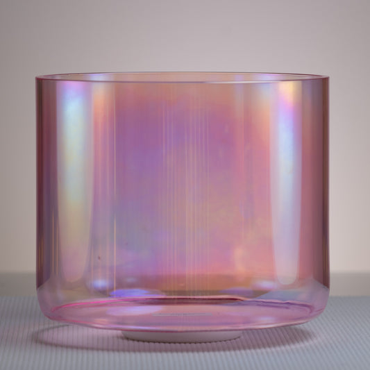 10.5" D#+8 Pink Sapphire Color Crystal Singing Bowl, Prismatic, Perfect Pitch, Sacred Singing Bowls