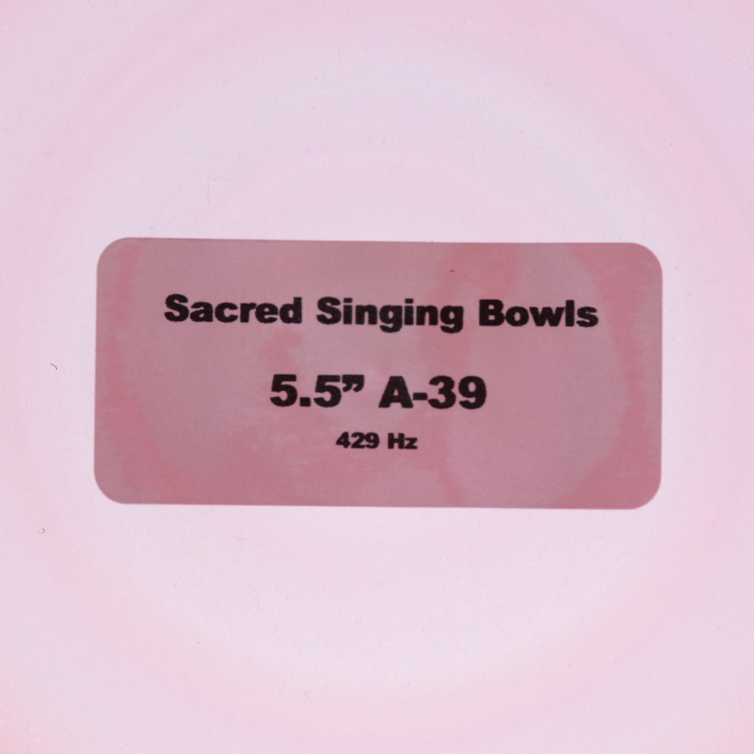 Sacred Singing Bowls™ product label with bowl specifications