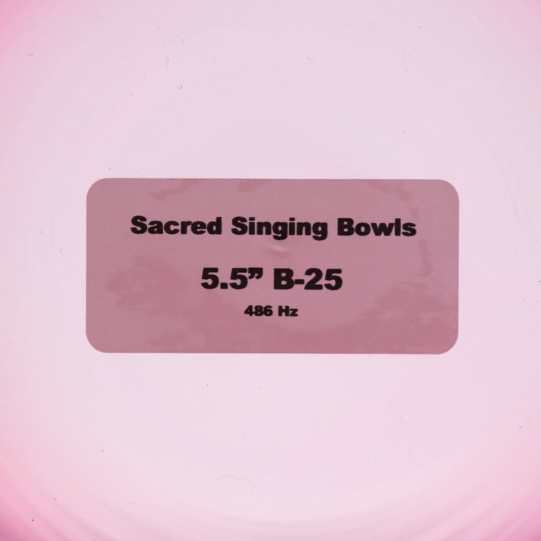 Sacred Singing Bowls™ product label with bowl specifications