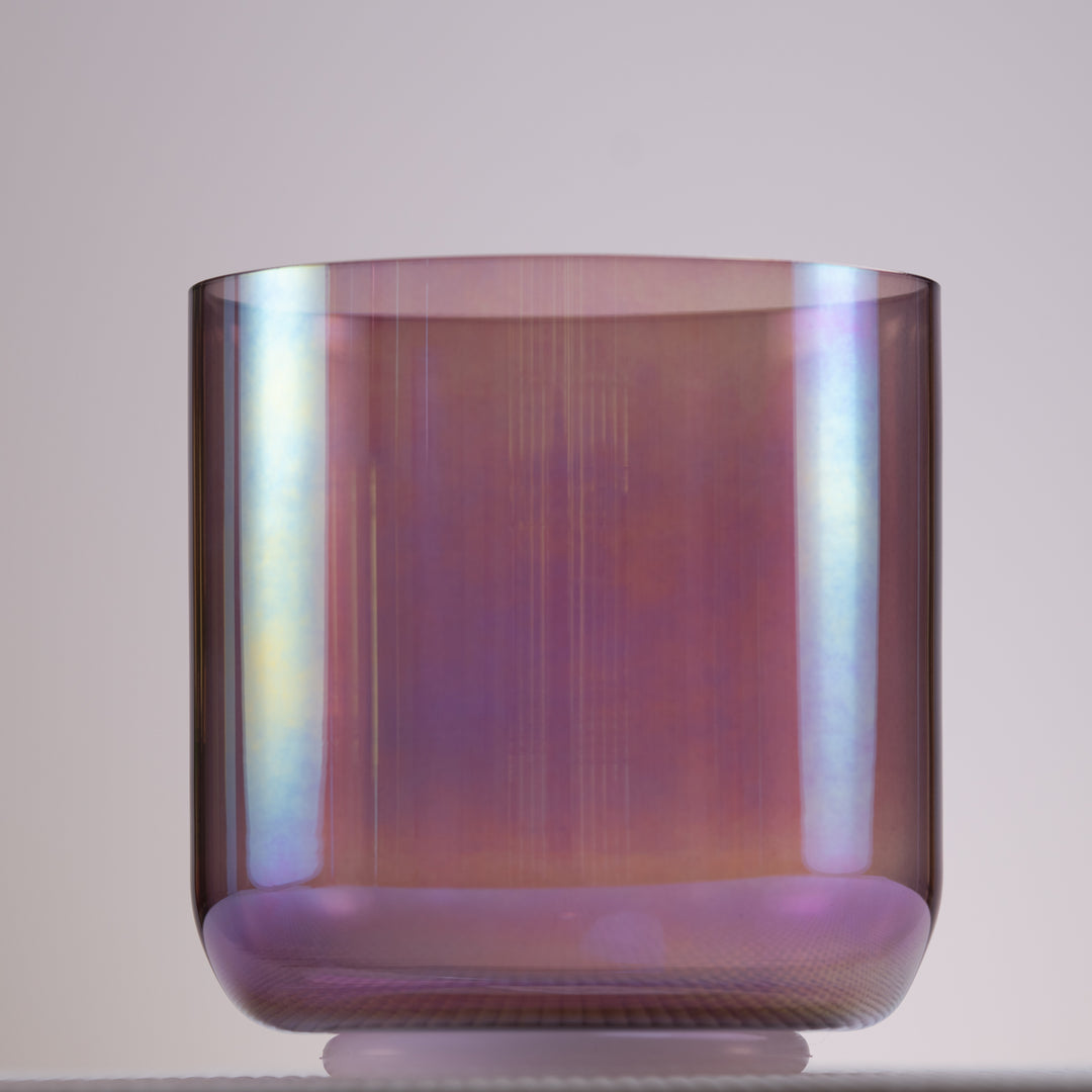 A 5.5 inch B-37 Amethyst Activation crystal singing bowl with a prismatic finish, displayed against a neutral background.