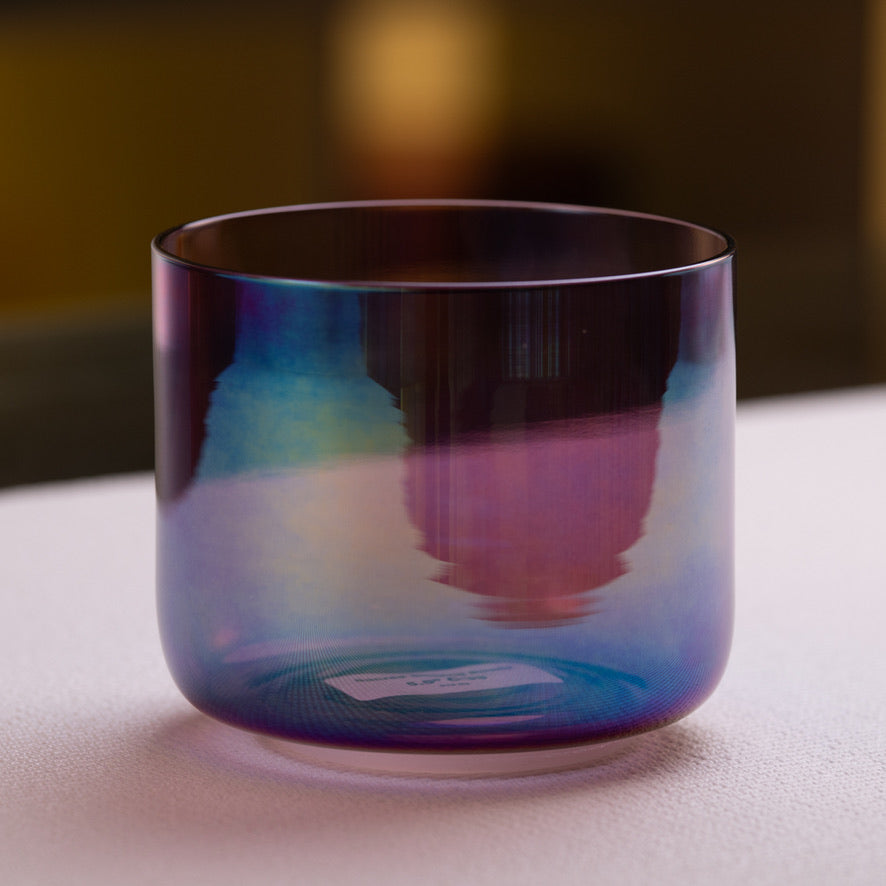 Purple crystal bowl for meditation