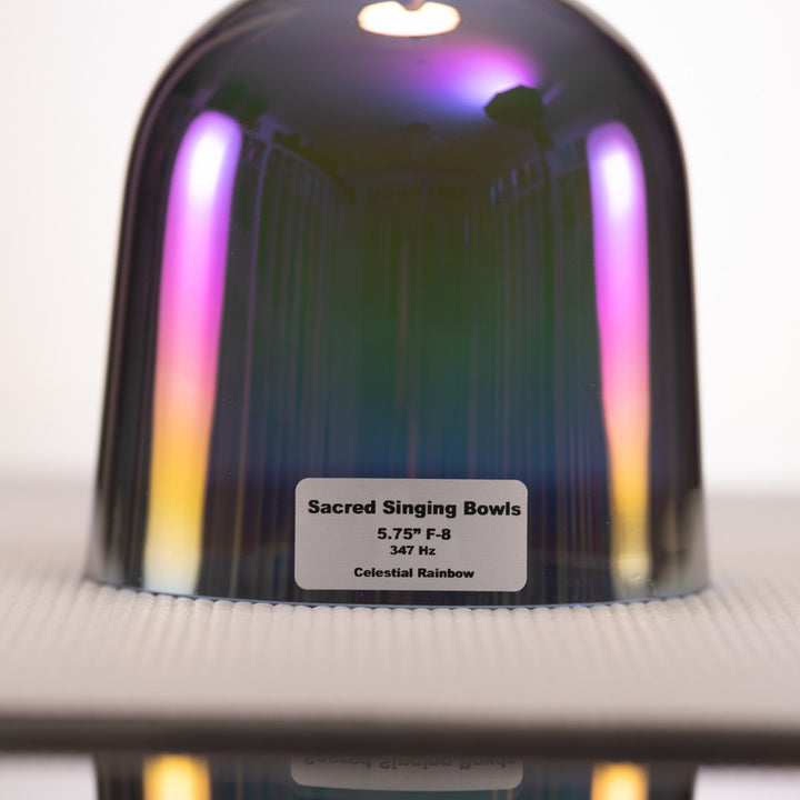Sacred Singing Bowls™ label with bowl specifications