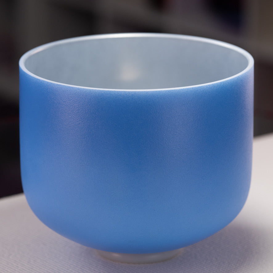 11" D#-28 Father Sky Frosted Crystal Singing Bowl, Silver inside