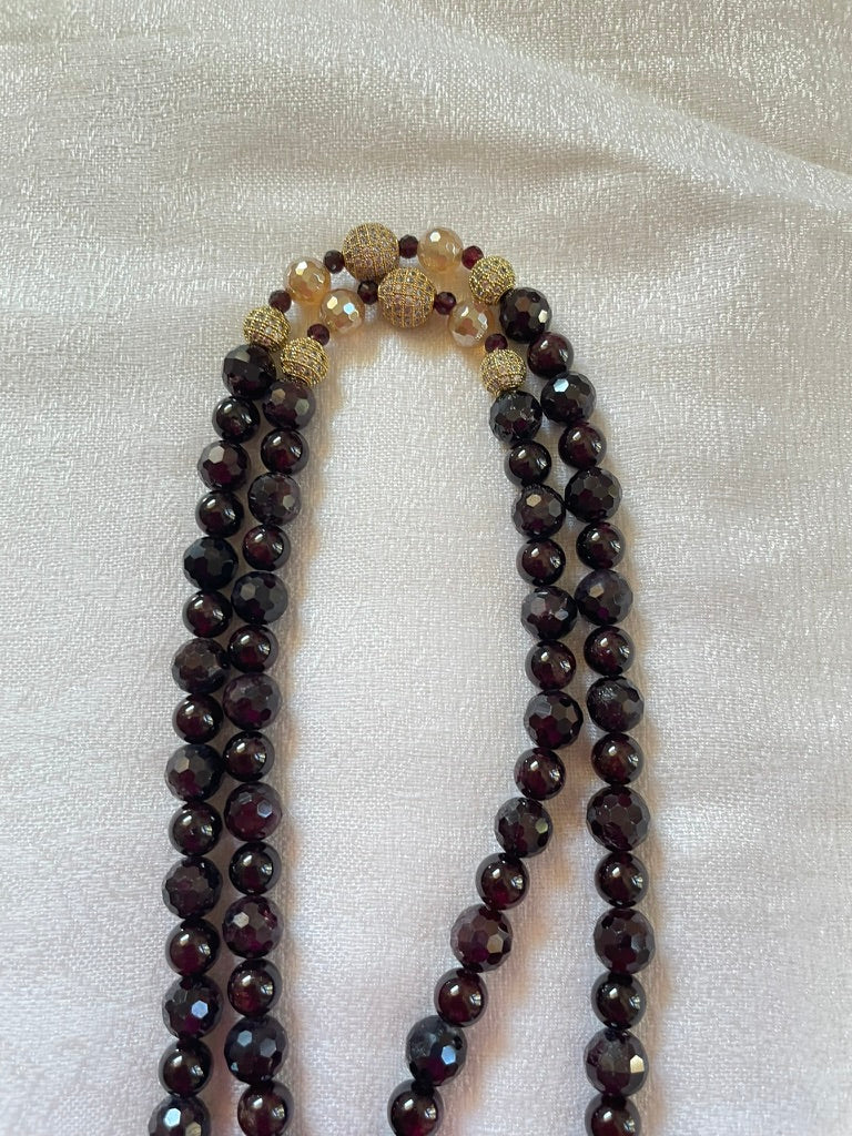 Garnet Mala with Seed of Life Sacred Geometry pendant