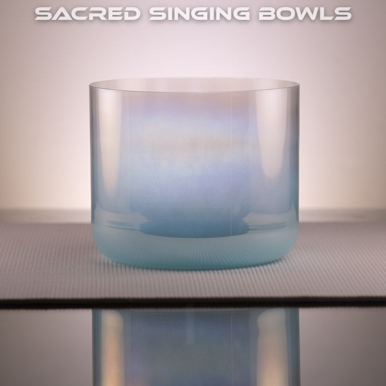 9" F-16 Aquamarine Color Crystal Singing Bowl, Sacred Singing Bowls