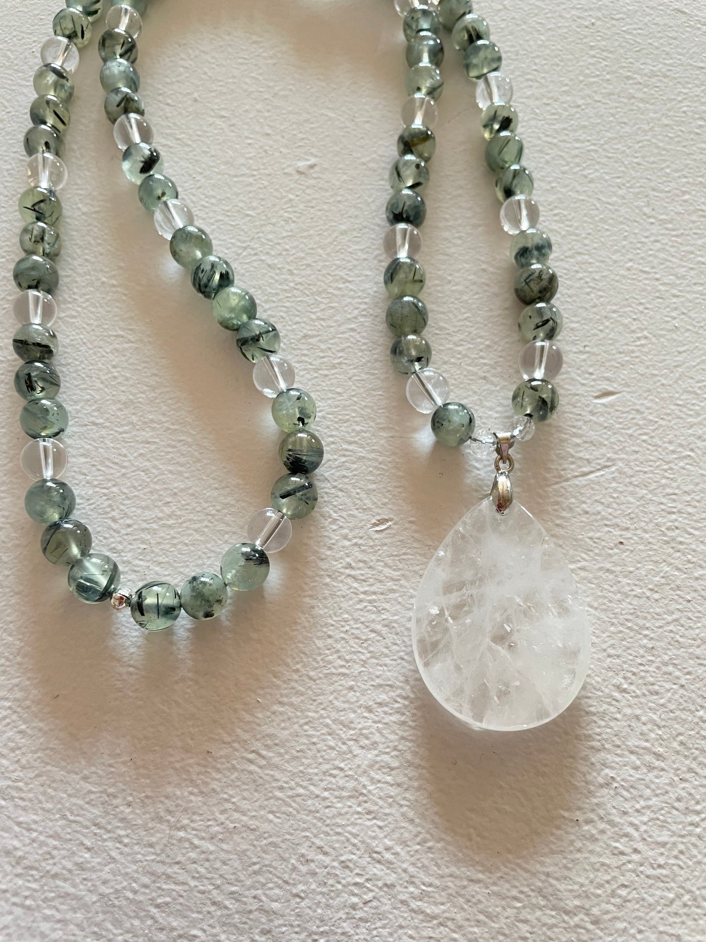 Prehnite and Clear Quartz Necklace