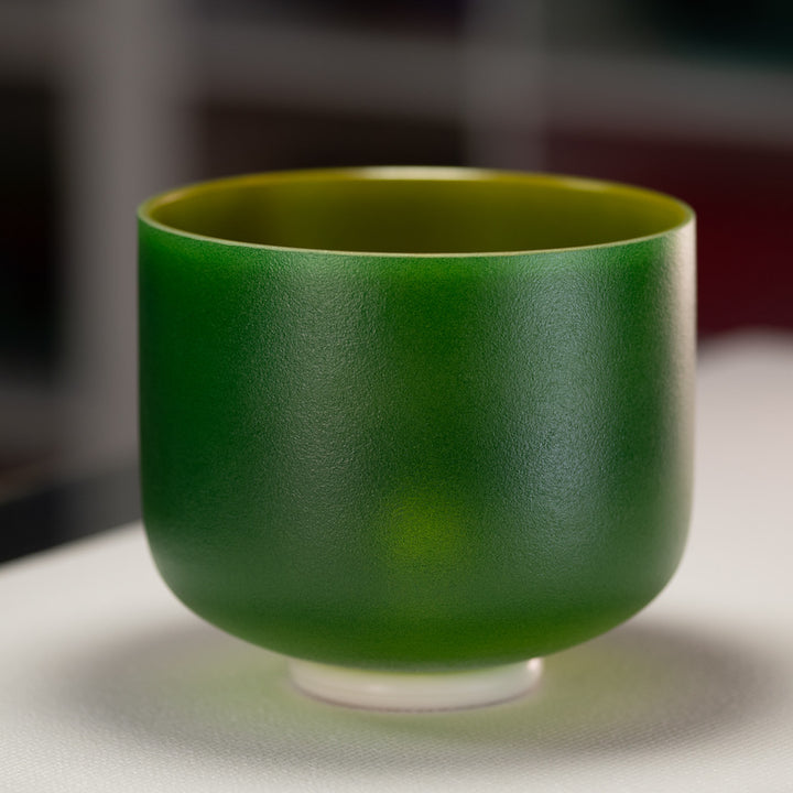 9" G-28 Emerald Heart Frosted Crystal Singing Bowl