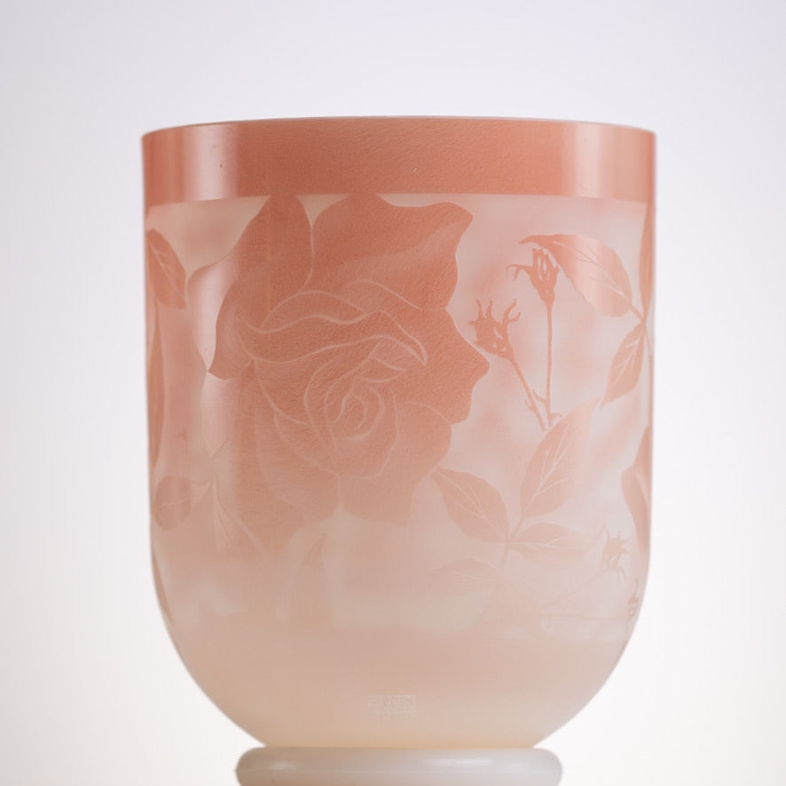 7" D#+10 Sunstone etched with Roses True Tone Crystal Singing Bowl, Crystal Tones™