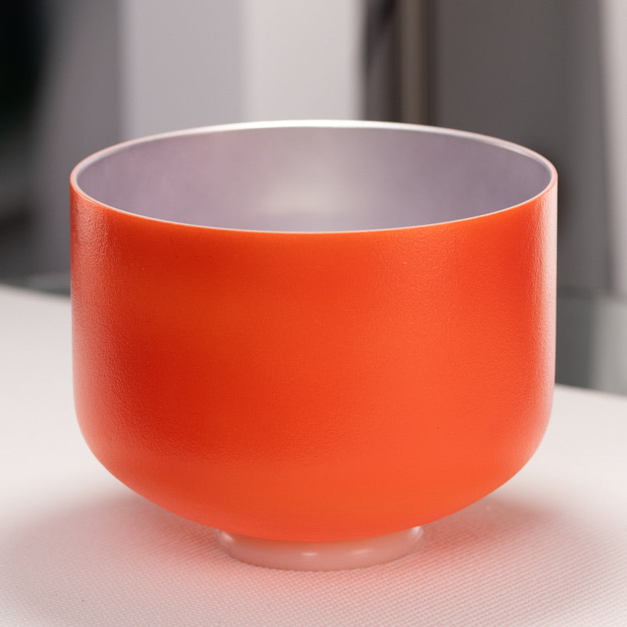 10" C#+5 Setting Sun Crystal Singing Bowl, Silver inside