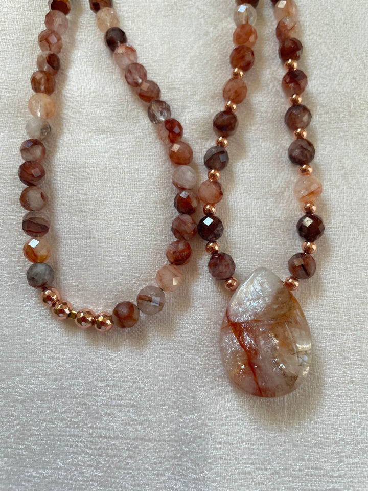 Faceted Lepidocrocite Mala with Lepidocrocite Pendant